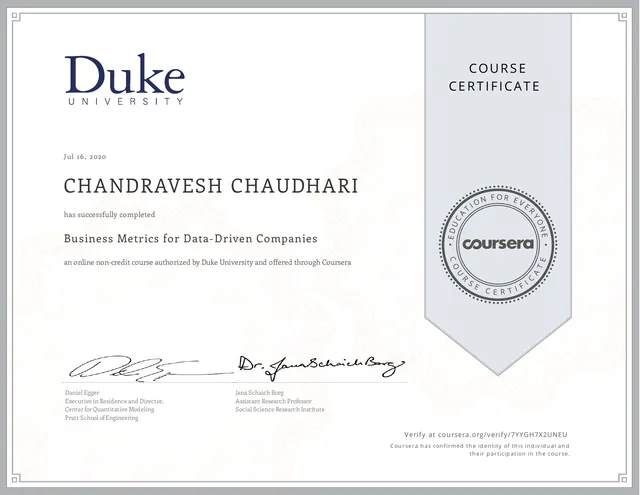 Business Metrics for Data-Driven Companies (Duke University)