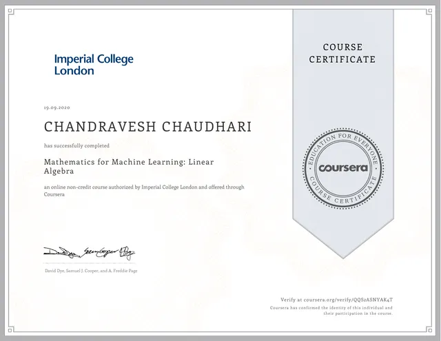 Mathematics for Machine Learning Specialization (Imperial College London)